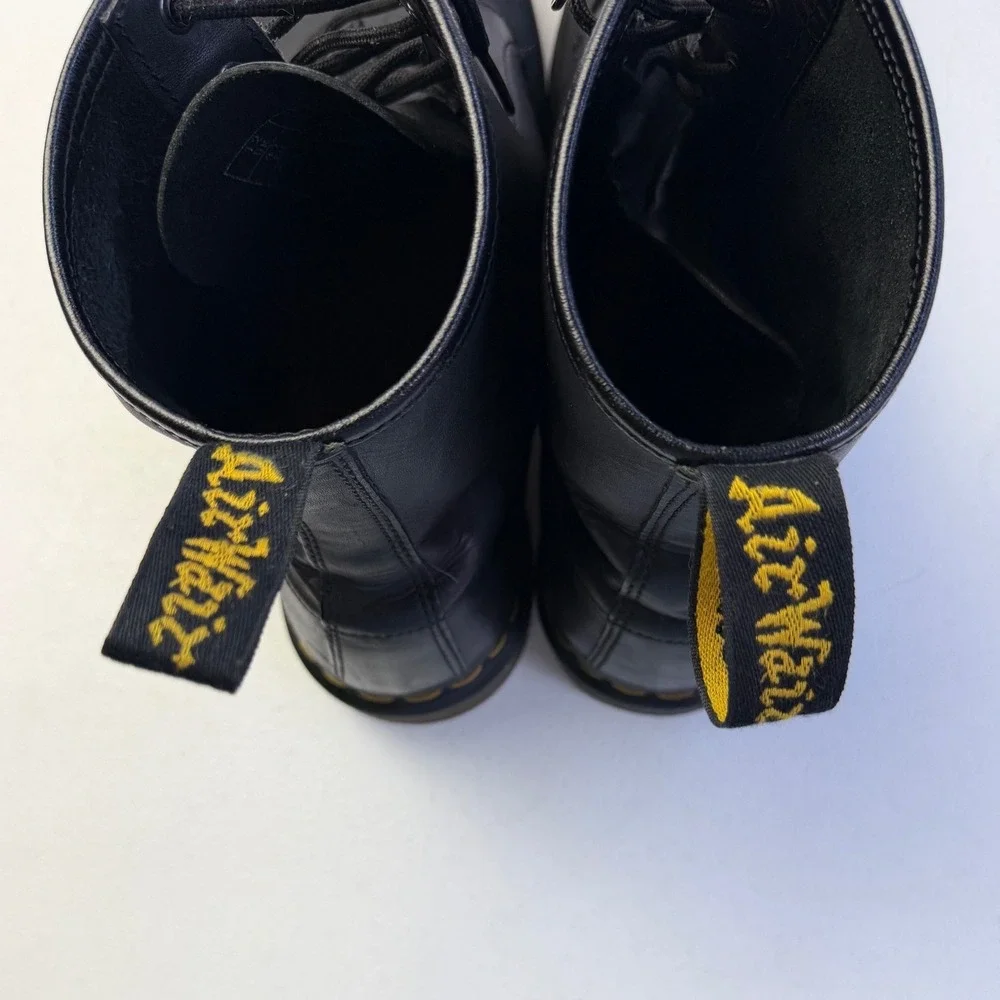Vintage Dr Martens 1460 England Black Leather Boots 8-Eye Combat Shoes US 13